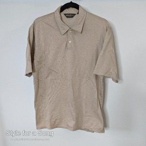 Men's Eddie Bauer Tan White Polo Shirt Tall L